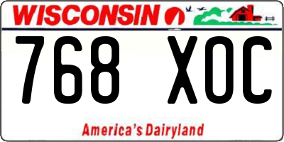 WI license plate 768XOC