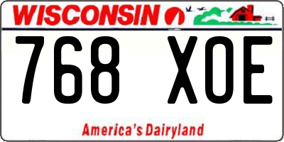 WI license plate 768XOE