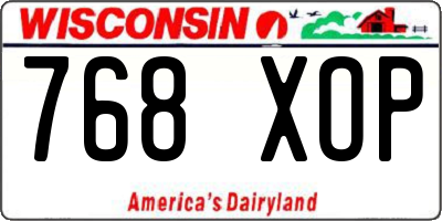WI license plate 768XOP
