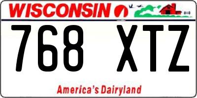 WI license plate 768XTZ