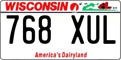 WI license plate 768XUL