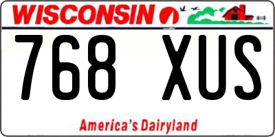 WI license plate 768XUS
