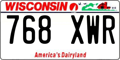 WI license plate 768XWR