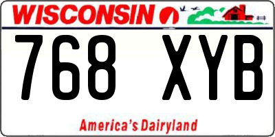 WI license plate 768XYB