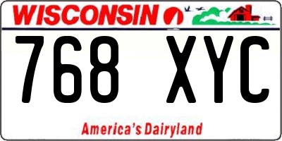 WI license plate 768XYC