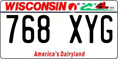 WI license plate 768XYG