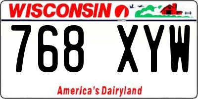 WI license plate 768XYW