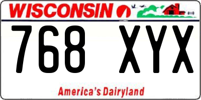 WI license plate 768XYX