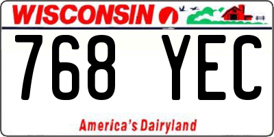 WI license plate 768YEC