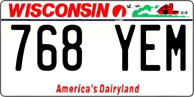 WI license plate 768YEM