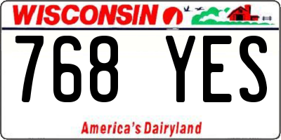 WI license plate 768YES