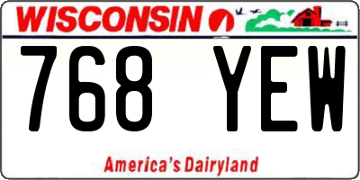WI license plate 768YEW