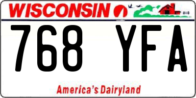 WI license plate 768YFA