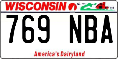 WI license plate 769NBA