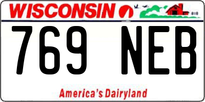 WI license plate 769NEB