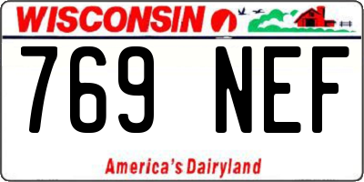 WI license plate 769NEF