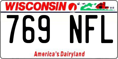 WI license plate 769NFL