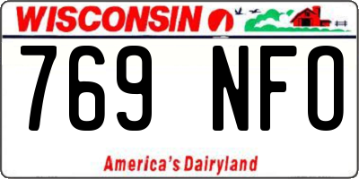 WI license plate 769NFO