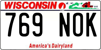 WI license plate 769NOK