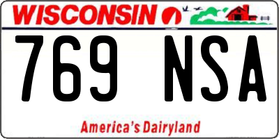 WI license plate 769NSA