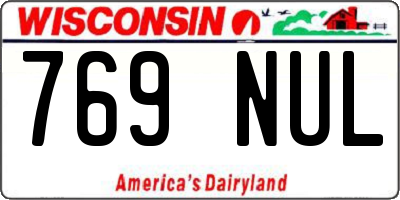 WI license plate 769NUL