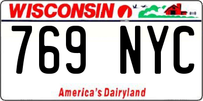WI license plate 769NYC