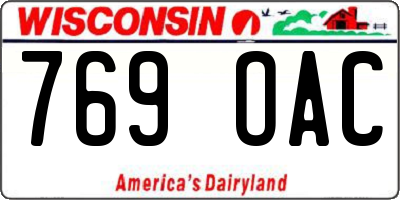 WI license plate 769OAC