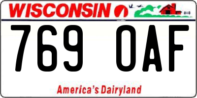 WI license plate 769OAF