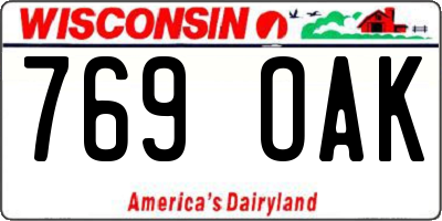 WI license plate 769OAK