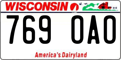 WI license plate 769OAO