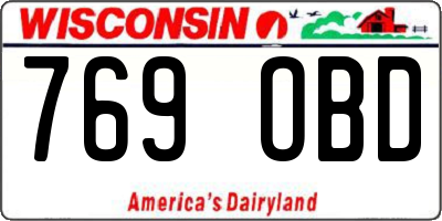 WI license plate 769OBD