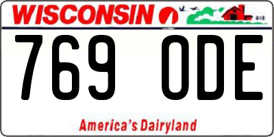 WI license plate 769ODE