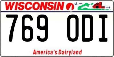 WI license plate 769ODI