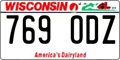 WI license plate 769ODZ