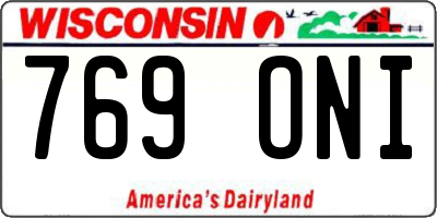WI license plate 769ONI