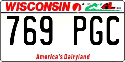WI license plate 769PGC