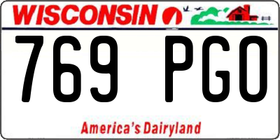WI license plate 769PGO