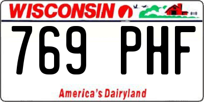 WI license plate 769PHF