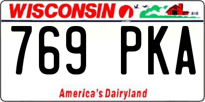 WI license plate 769PKA