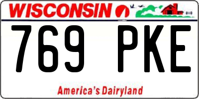 WI license plate 769PKE