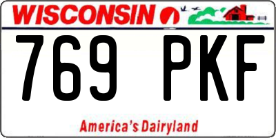 WI license plate 769PKF
