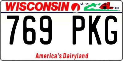 WI license plate 769PKG