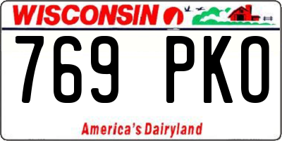 WI license plate 769PKO