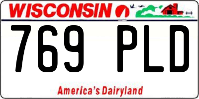 WI license plate 769PLD