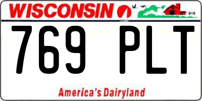 WI license plate 769PLT