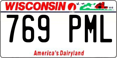 WI license plate 769PML