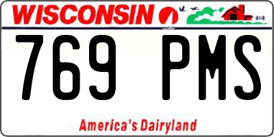 WI license plate 769PMS