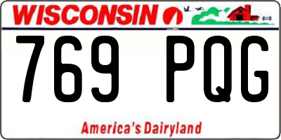 WI license plate 769PQG