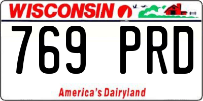 WI license plate 769PRD