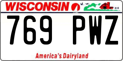 WI license plate 769PWZ